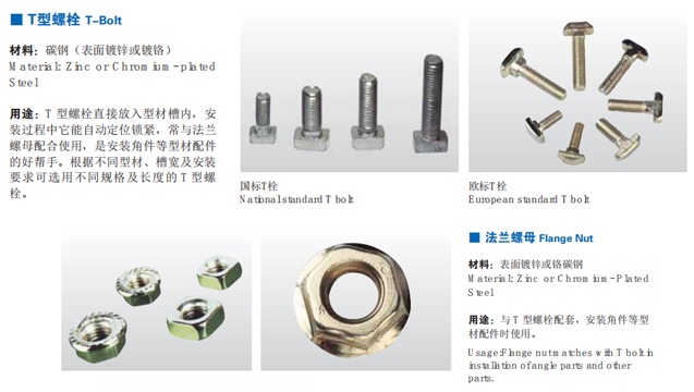 T性螺栓與法蘭螺母